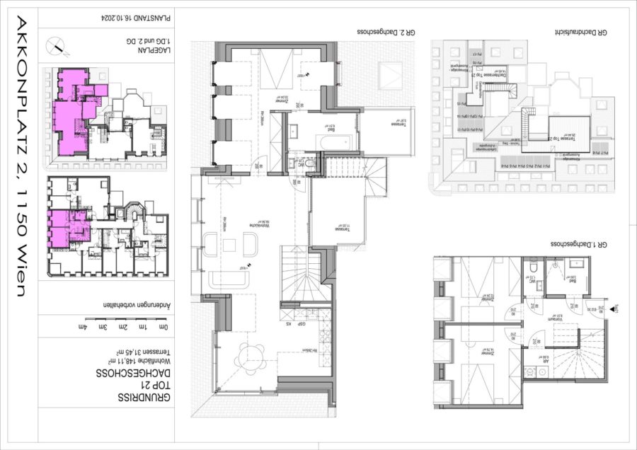 4-Zimmer-Dachgeschosswohnung (Massivbauweise) mit Terrassen in generalsaniertem Altbau - Grundriss