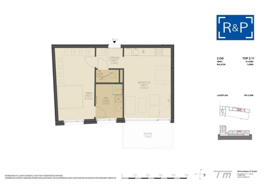 Exklusive Neubauwohnung mit Balkon und Kühlung - Nähe Yppenmarkt - Grundriss
