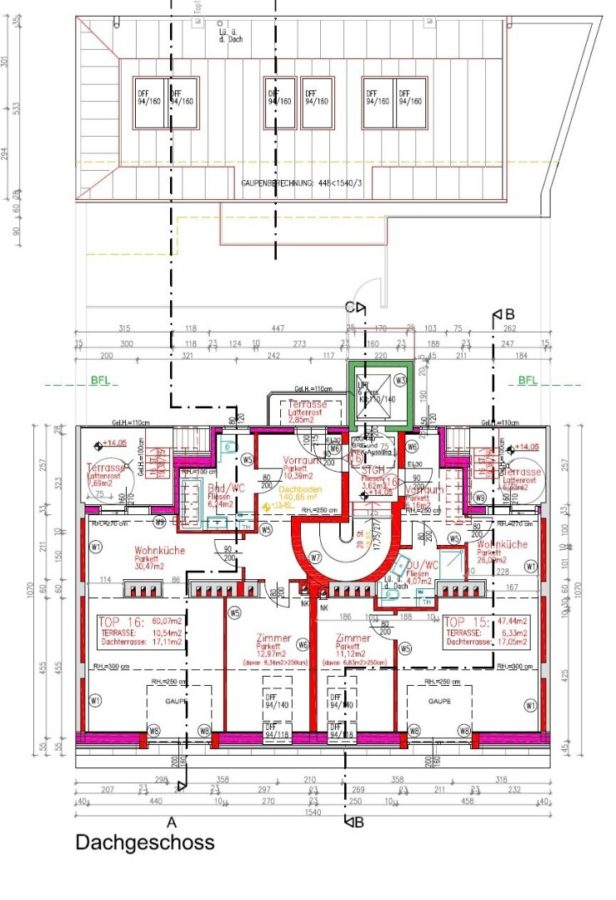 Neuwertige 2-Zi DG-Wohnung mit 2 Terrassen und Fernblick, Klimaanlage & Fußbodenheizung/Kühlung in 1160 Wien! - Grundriss